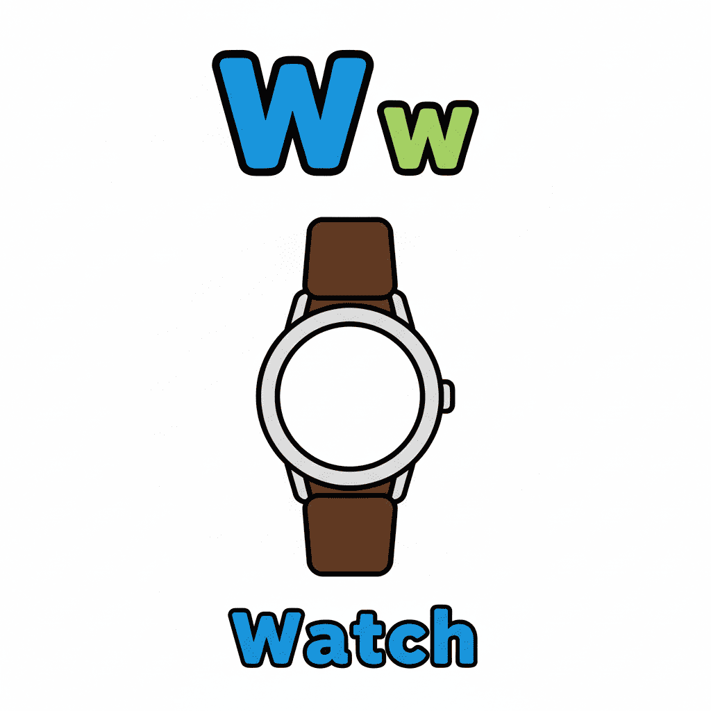 Printable Watch coloring page for letter W