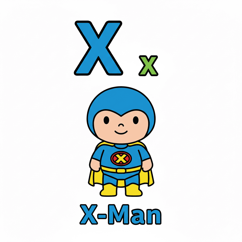 Printable X-Man coloring page for letter X