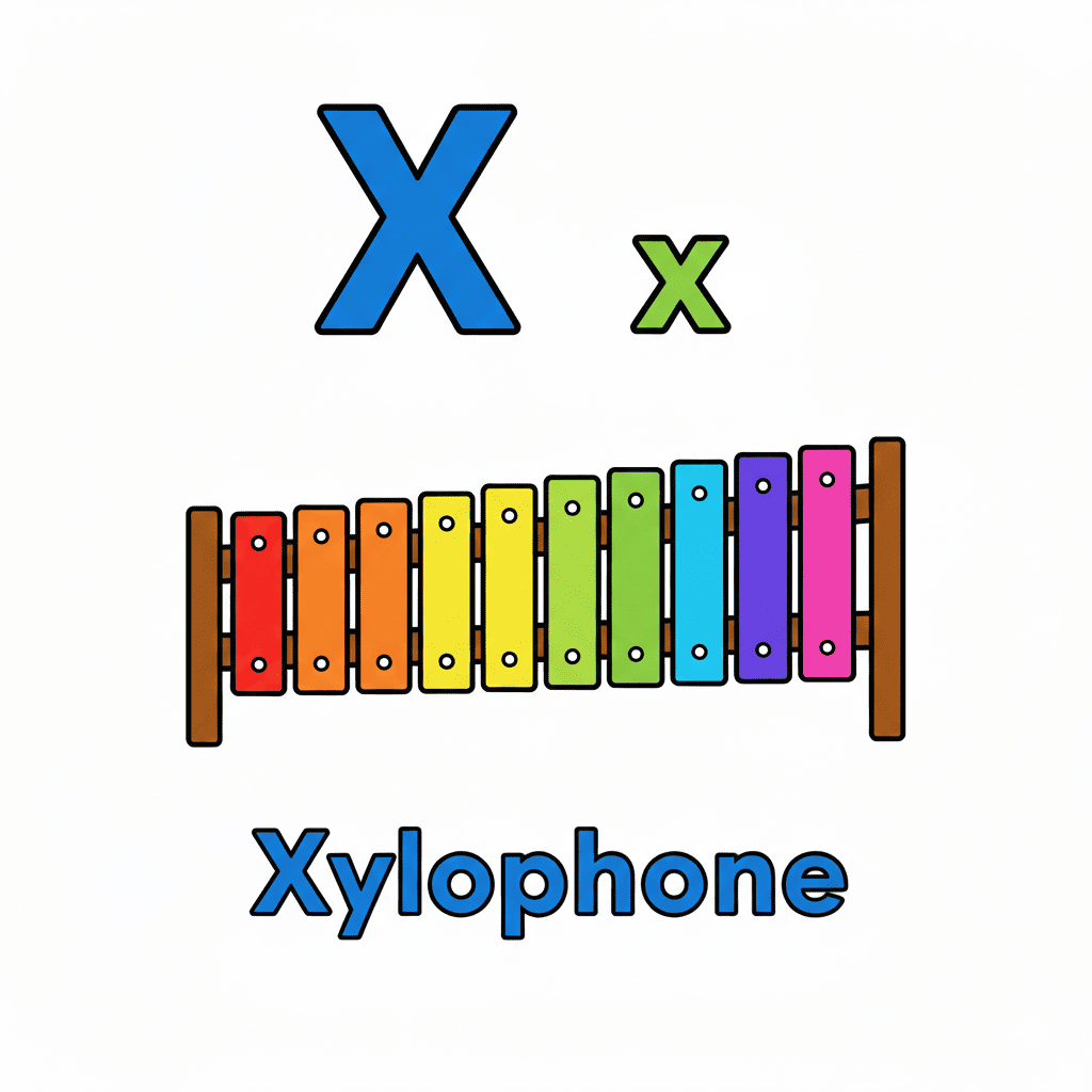 Printable Xylophone coloring page for letter X