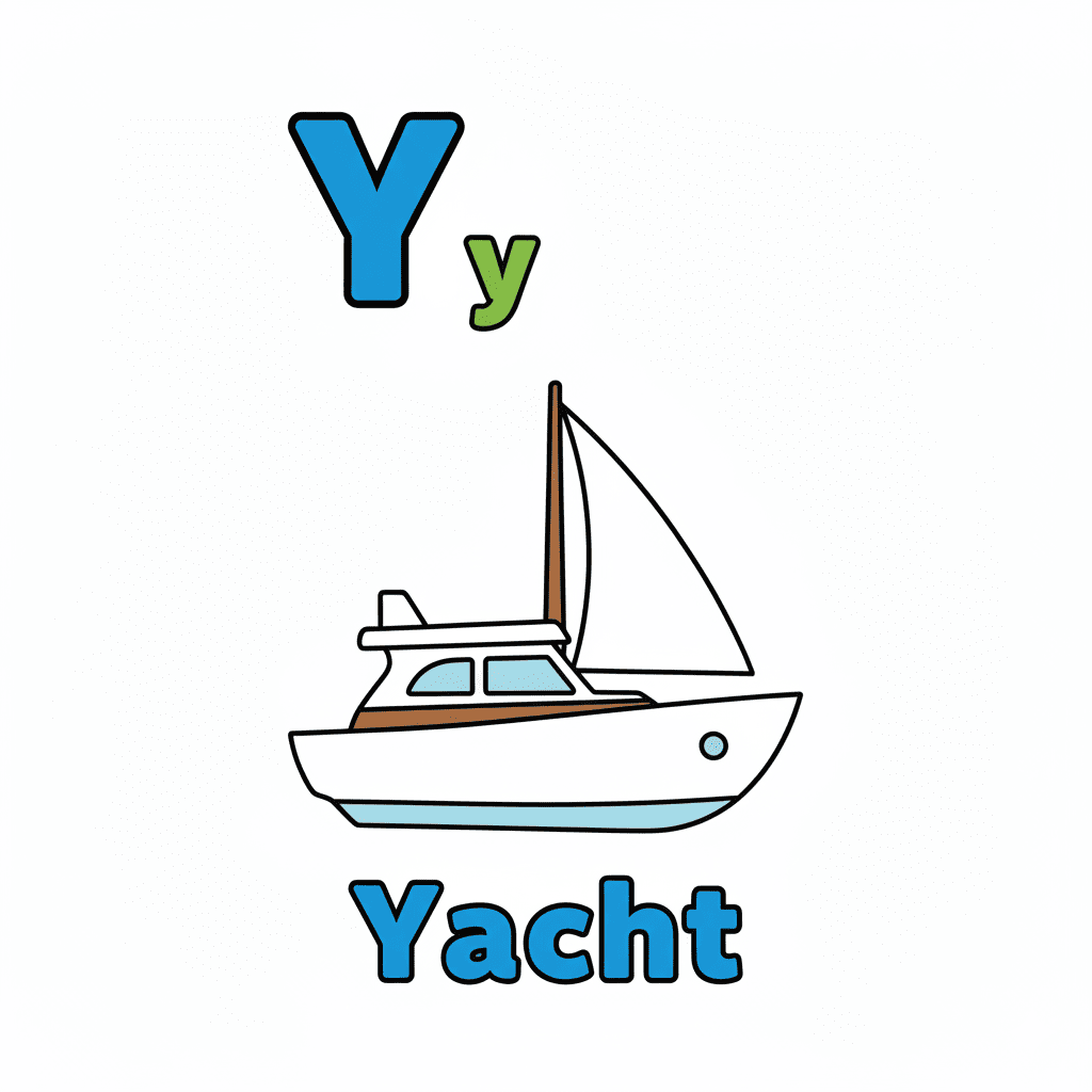 Printable Yacht coloring page for letter Y