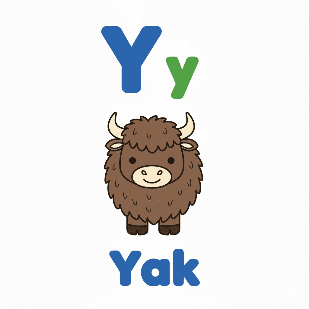 Printable Yak coloring page for letter Y