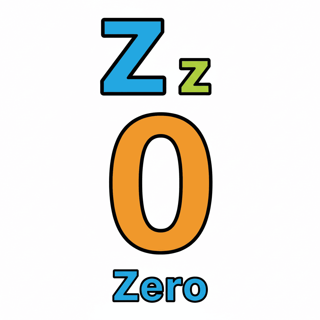 Printable Zero coloring page for letter Z