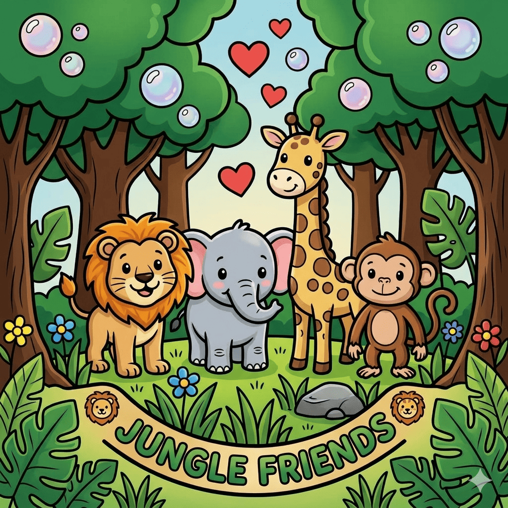 Animal coloring pages for kids — jungle, farm, ocean, zoo and forest animals