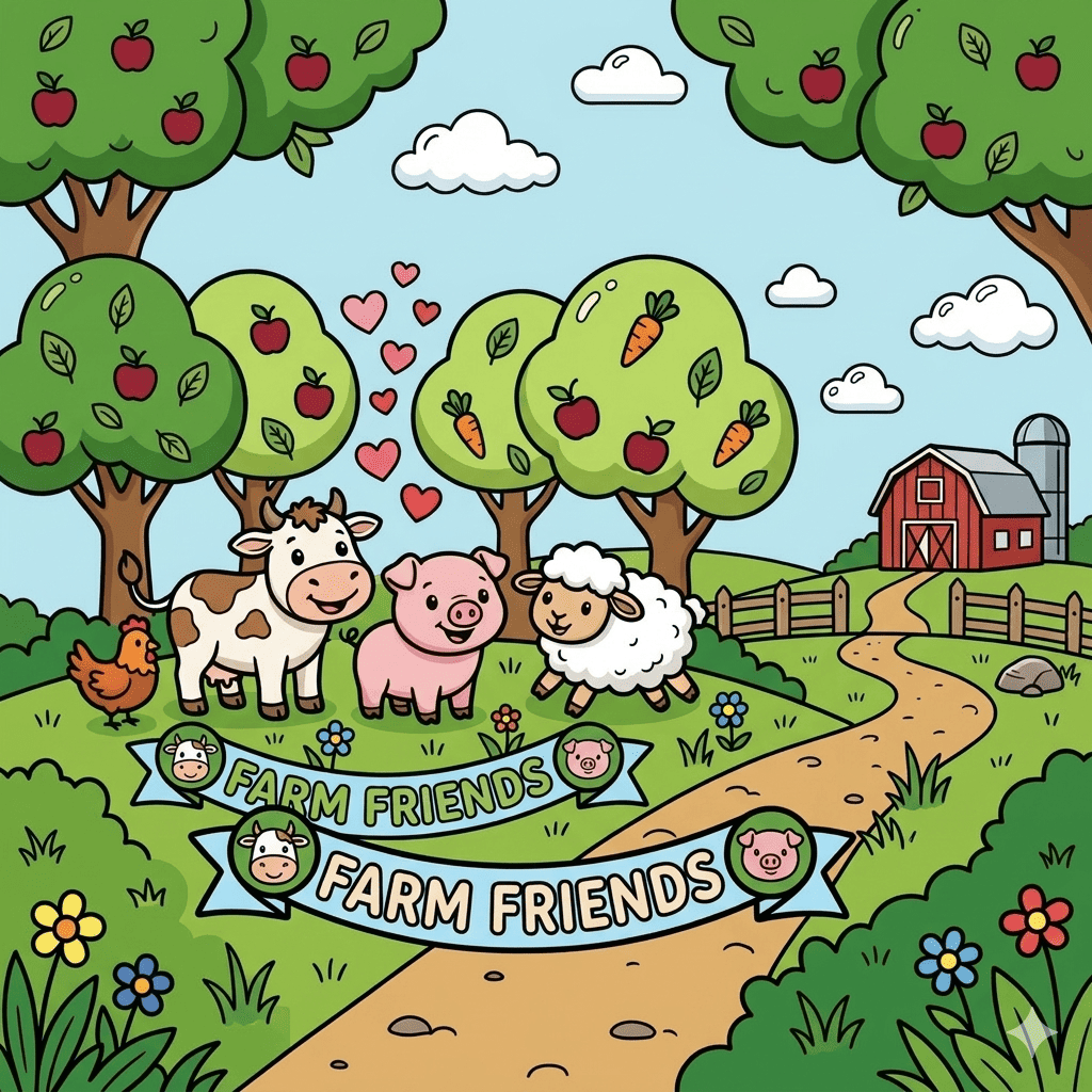 Farm animals coloring page