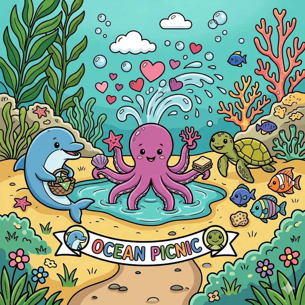 Ocean animals coloring page