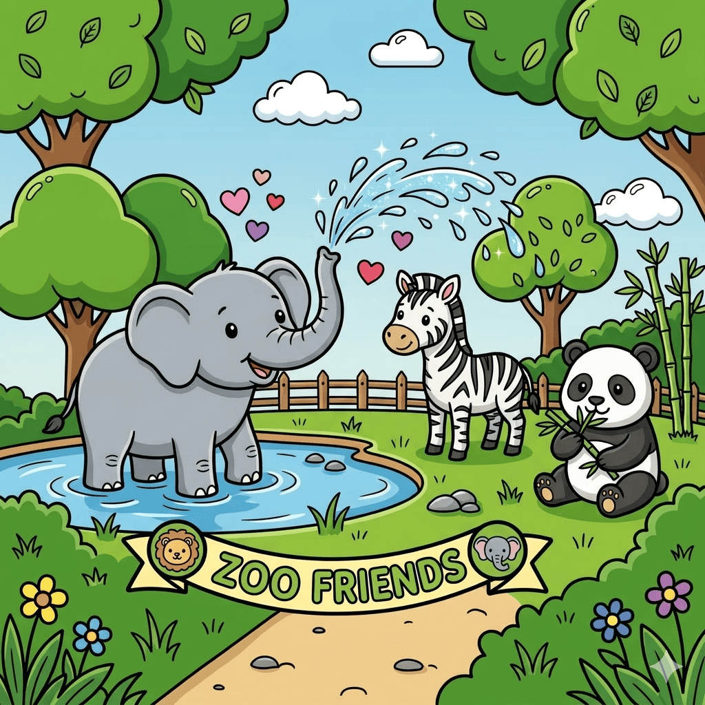 Zoo animals coloring page