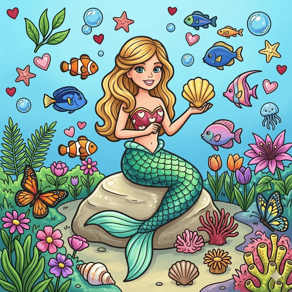 Barbie mermaid coloring page