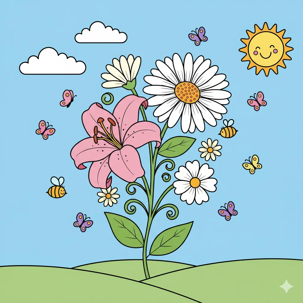 Printable Lily flower coloring page