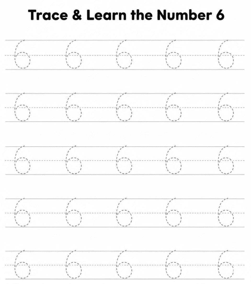 Learn to Write Number 6