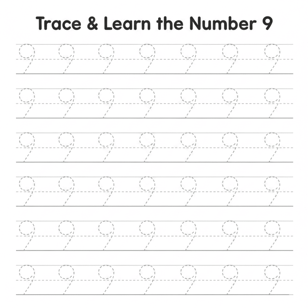 Learn to Write Number 9