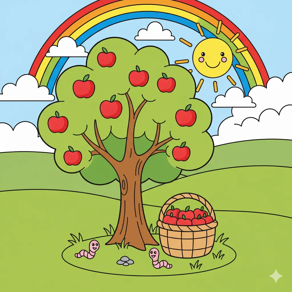 Printable Apple tree coloring page