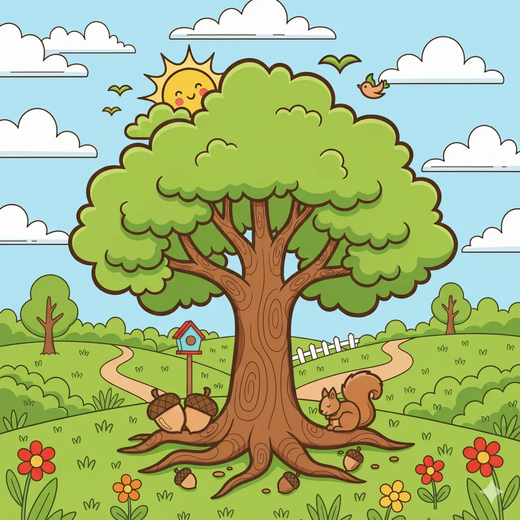 Printable Oak tree coloring page