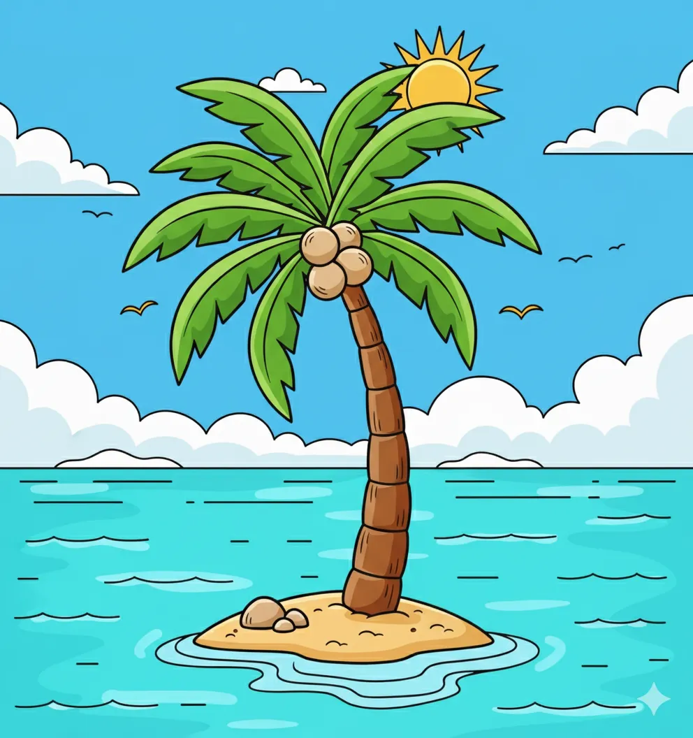 Printable Coconut tree coloring page