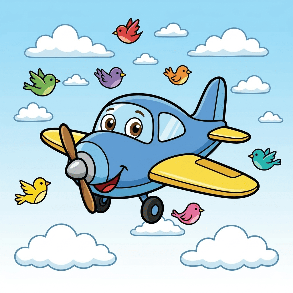 Cute airplane coloring page