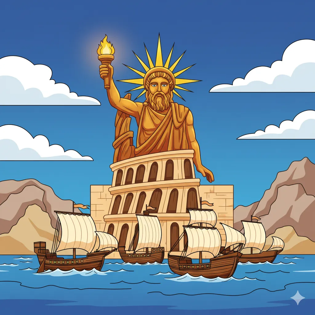 Printable Colossus of Rhodes coloring page
