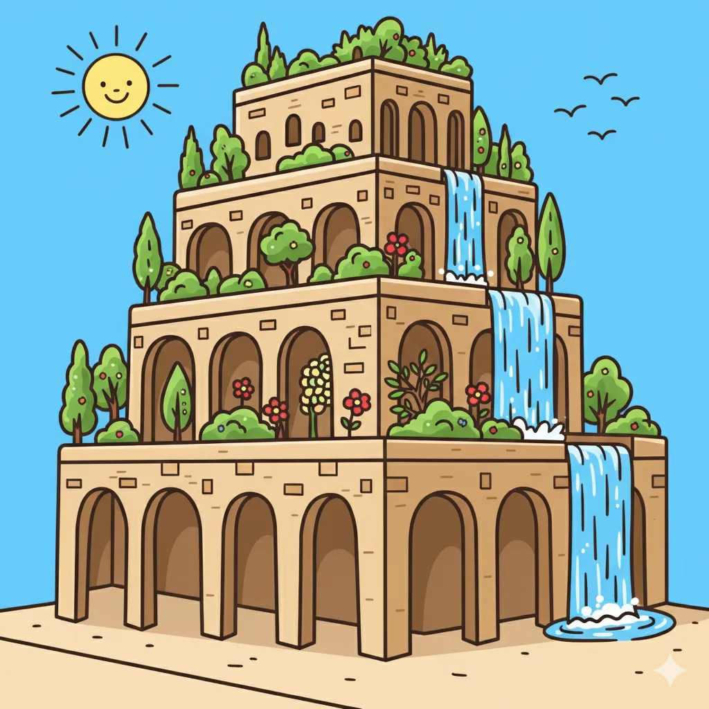 Printable Hanging Gardens of Babylon coloring page