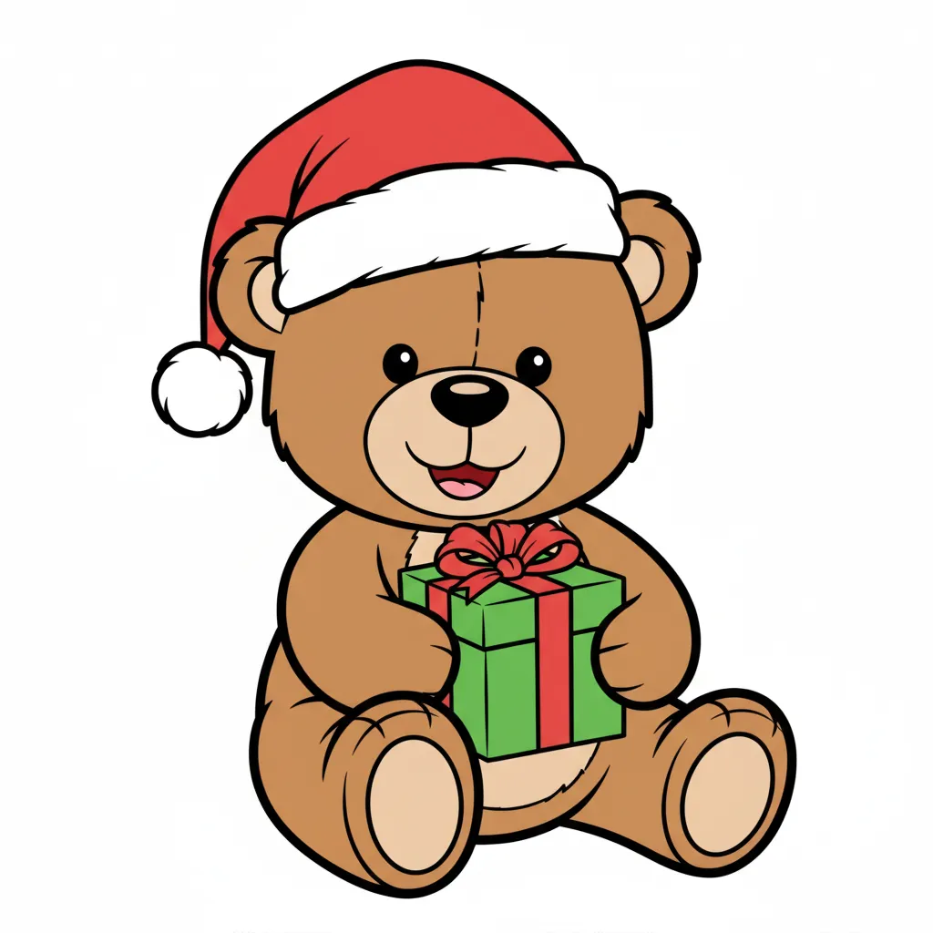 christmas teddy bear coloring page