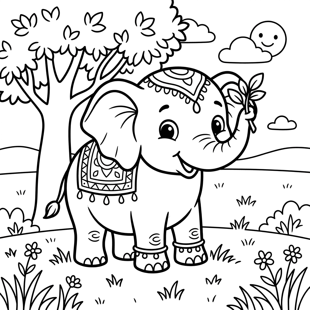 Elephant Coloring Pages for Kids | Free Printable Sheets (PDF & PNG)