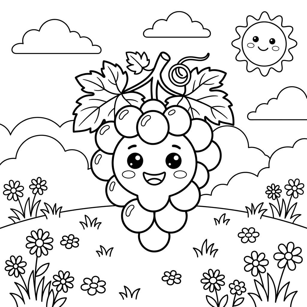 Grape Coloring Pages: bunch of grapes