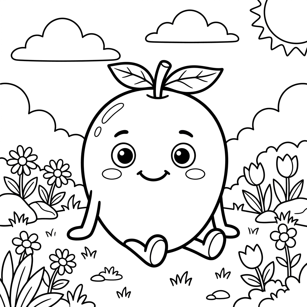 Mango Coloring Pages: cute mango