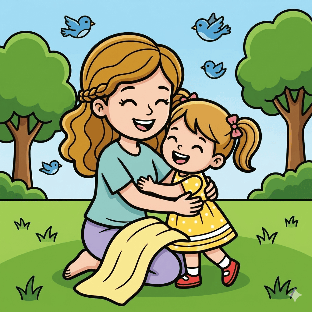 Mother daughter hug coloring pages for kids — bedtime hug