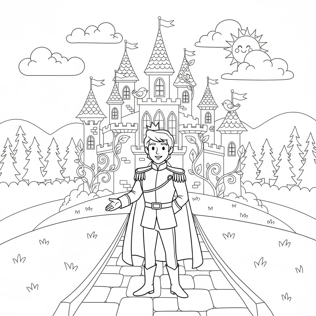 Magical unicorn coloring page example