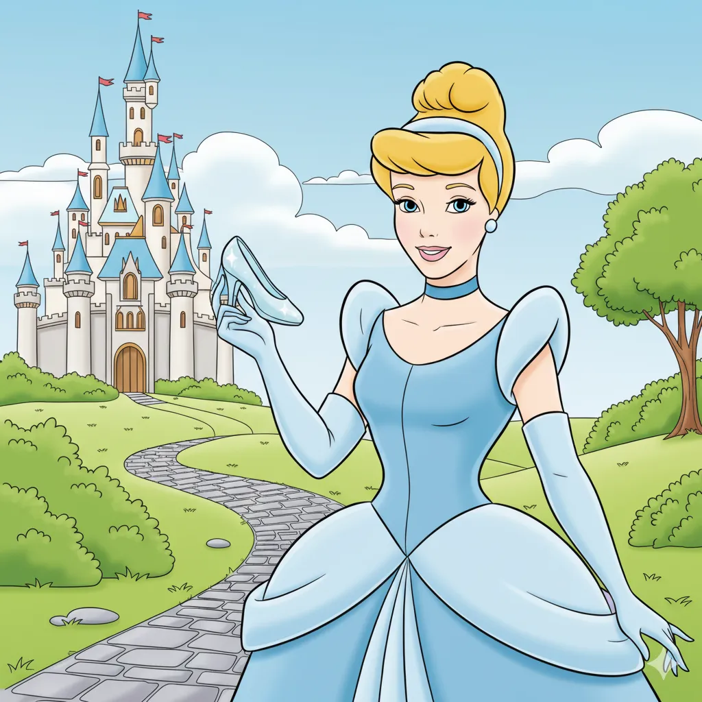Princess and fairy tale coloring pages featuring Cinderella