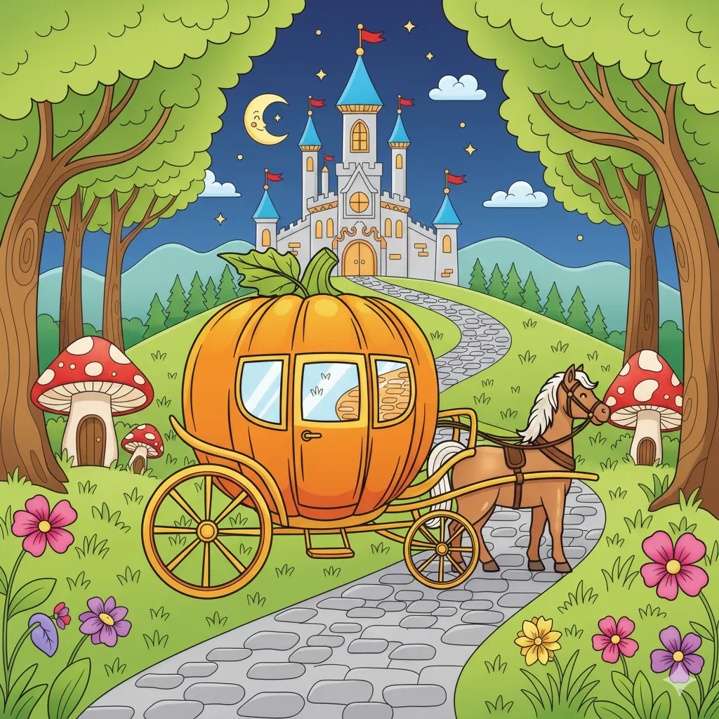 Pumpkin carriage coloring page