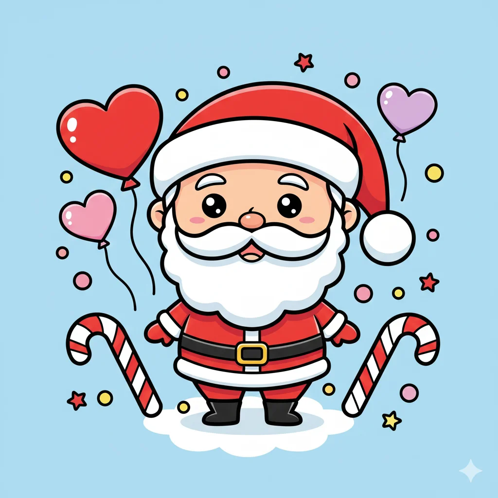 cute chibi santa coloring page