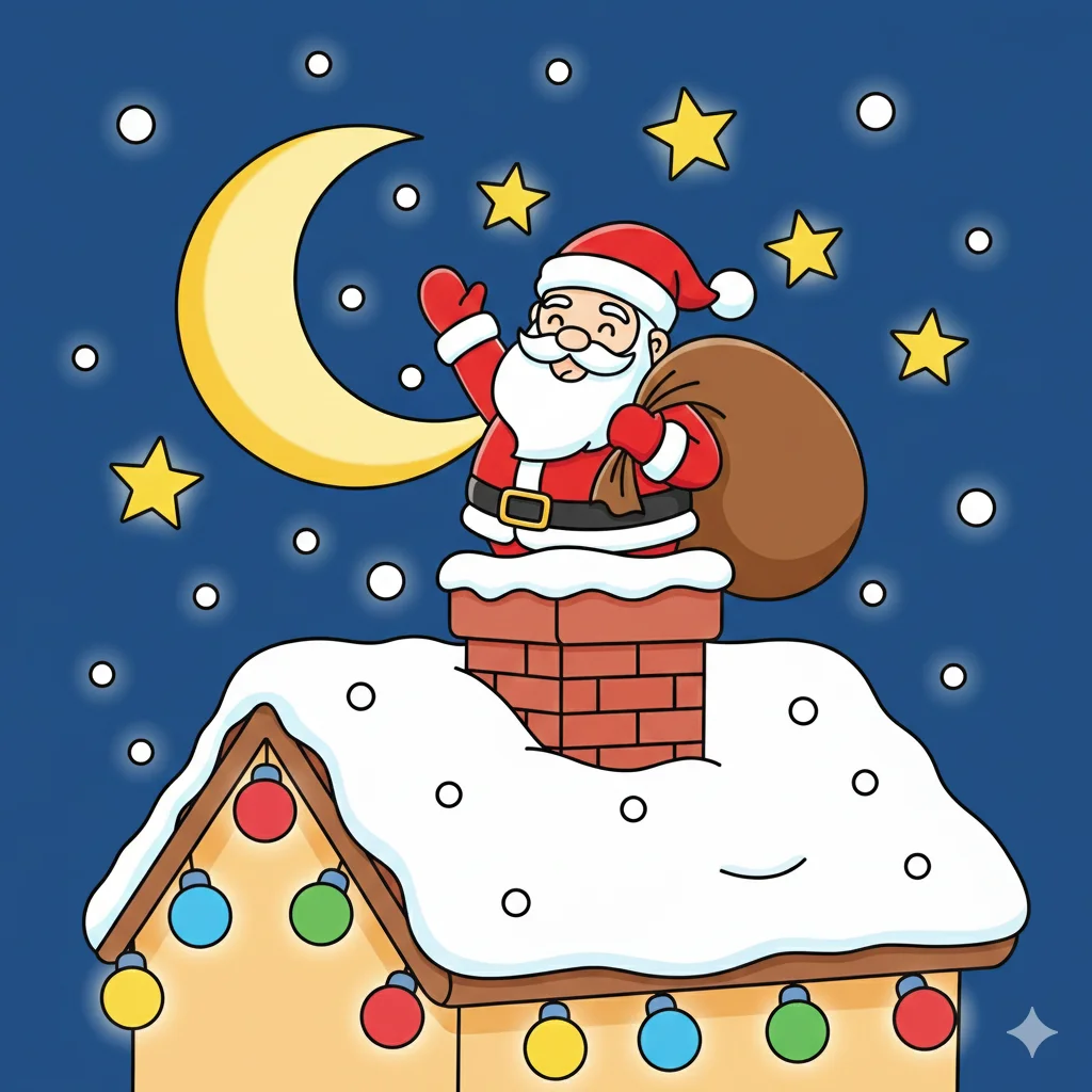 santa roof coloring sheet