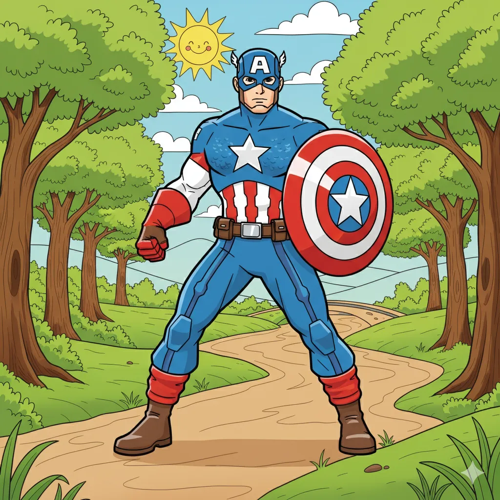 Captain America Coloring Page