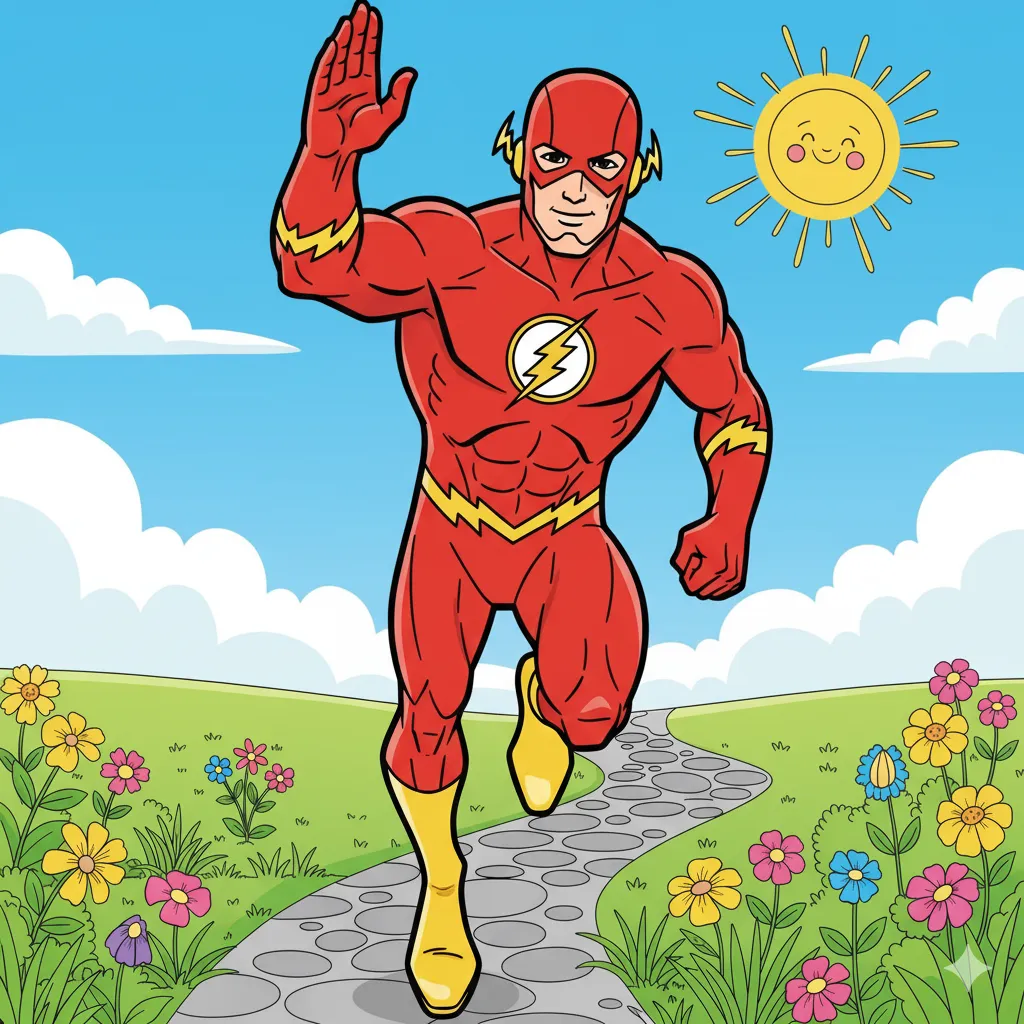 The Flash superhero coloring page