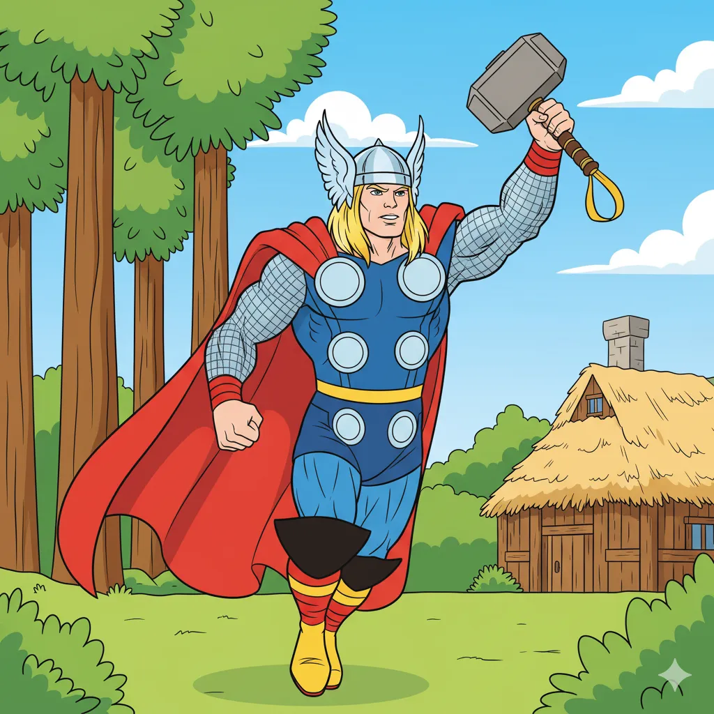 Thor superhero coloring page