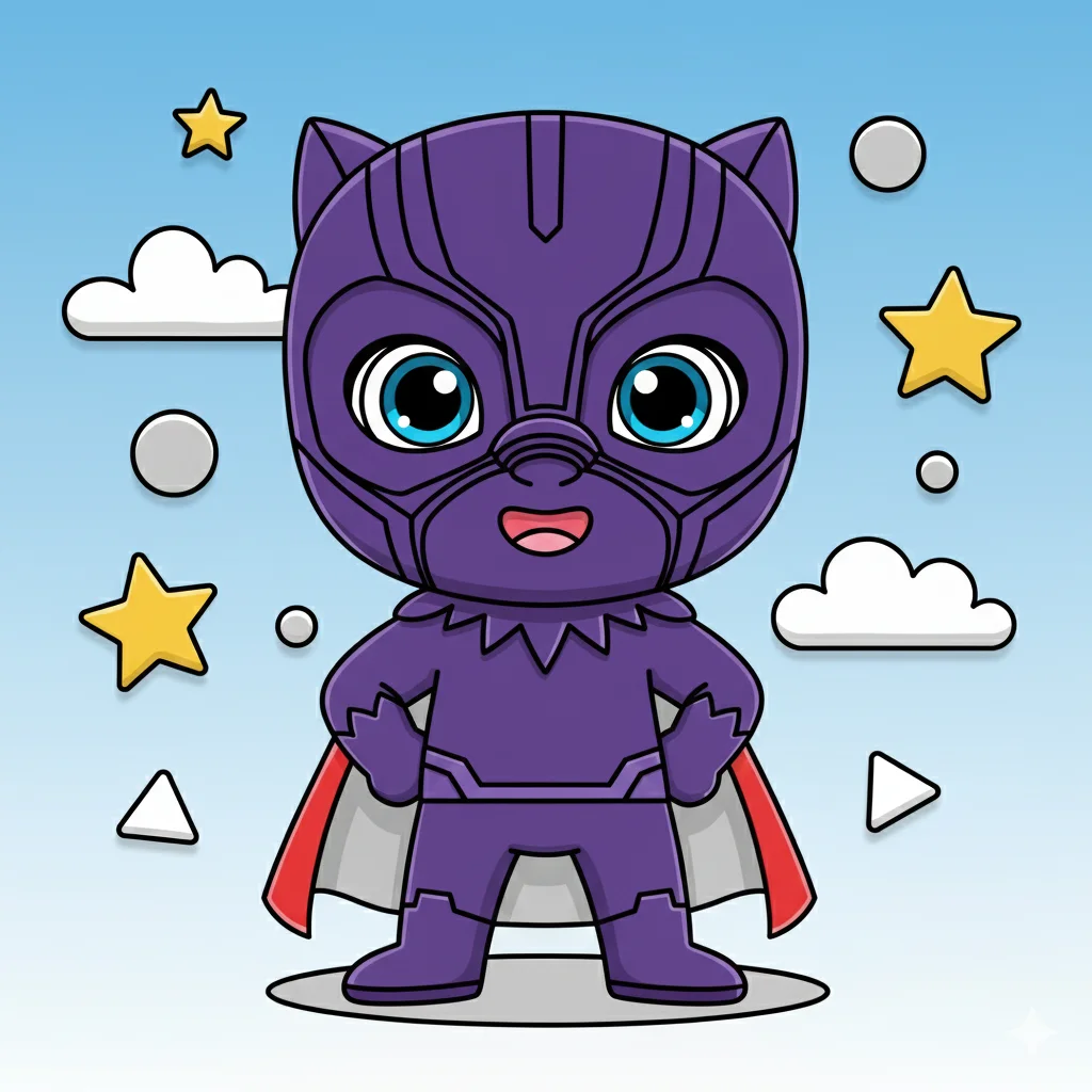 Black Panther Style Kids Coloring Page