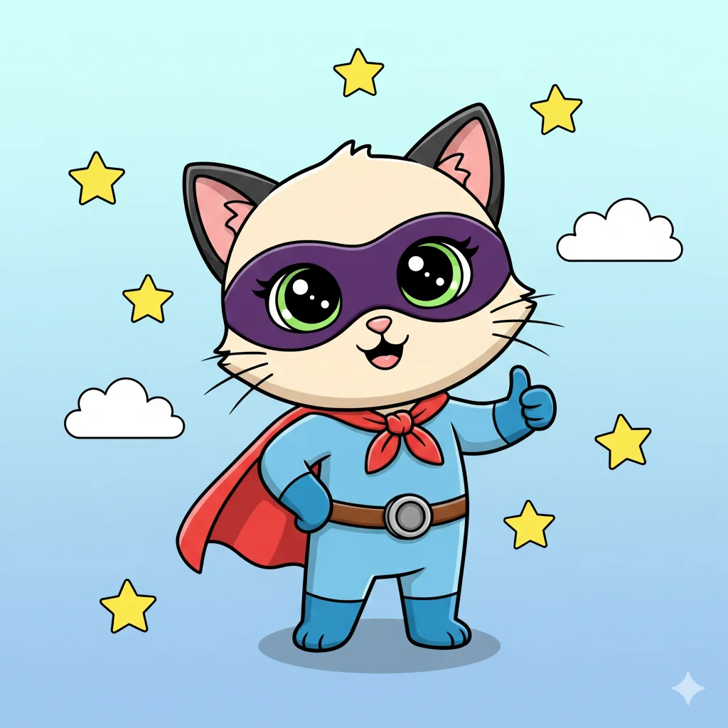 Kitty Superhero Kids Coloring Page