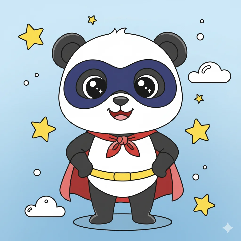 Panda Superhero Kids Coloring Page