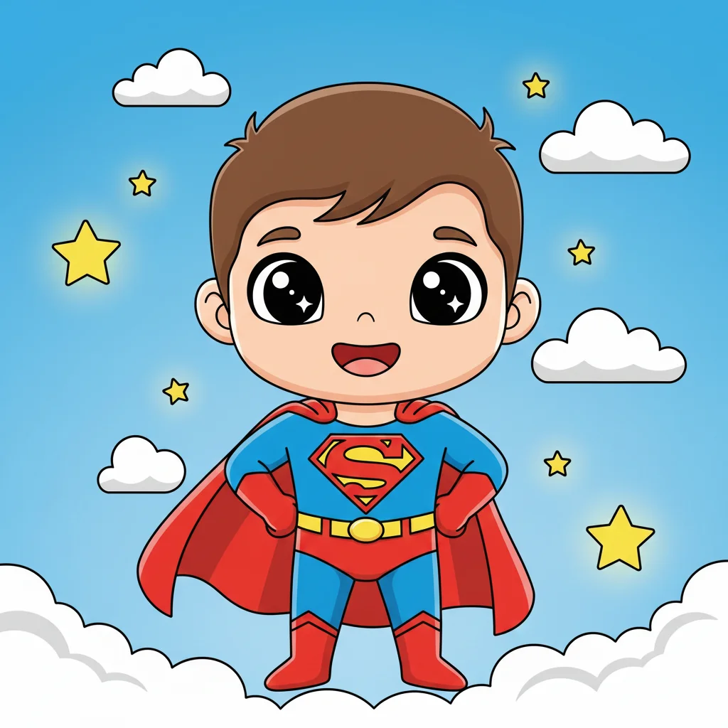 Superman Style Kids Coloring Page