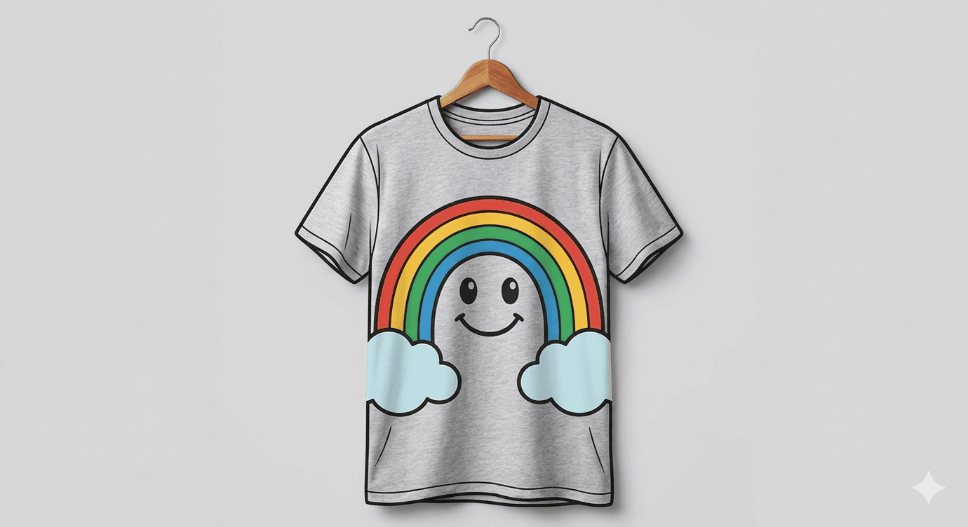 Rainbow t-shirt coloring page