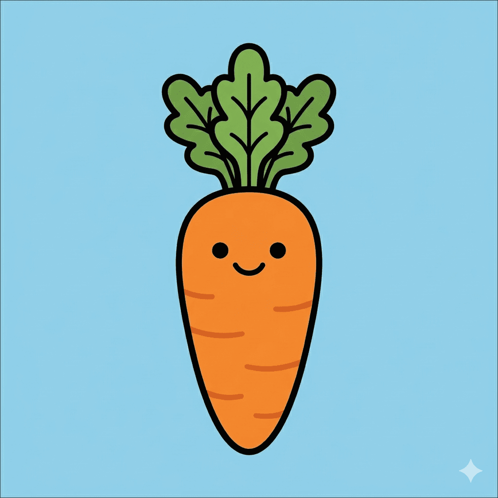 Happy carrot coloring page